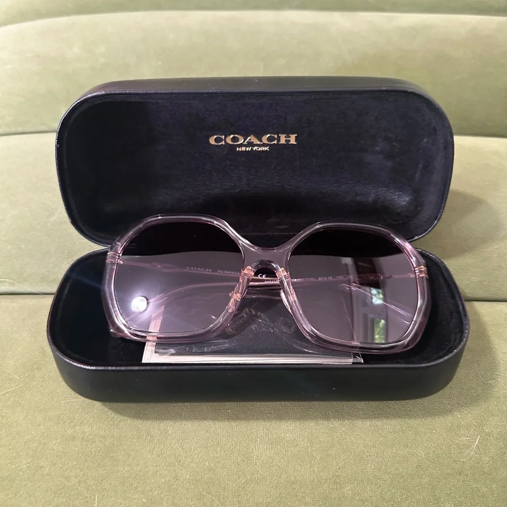 Coach Pink and Brown Geometric Sunglasses - Picture 3 of 5